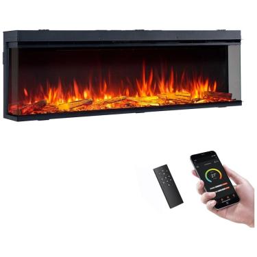 Imagem de Lareira Elétrica Inteligente Legend Flame 1,50m com Inserção Embutida, Visualização de 123 Ângulos, Aquecedor 750W/1500W, Múltiplas Cores