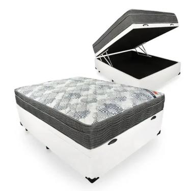 Imagem de Cama Box Com Baú Casal + Colchão De Molas Ensacadas - Ortobom - iso SuperPocket 138cm - Preto