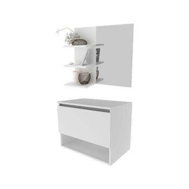 Imagem de Balcão Gabinete Suspenso BN3606 com Espelho para Banheiro BN3608 Branco - Tecnomobili