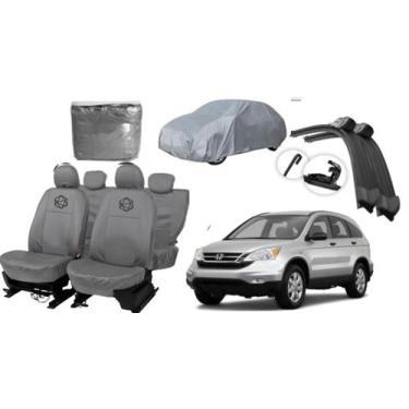 Imagem de Conjunto capa cinza couro CRV + protetor + limpa - ferro tech br