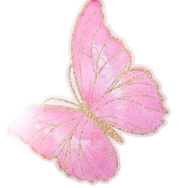 Imagem de Doilies Sousplat Borboleta Papel Rosa e Dourada 25x30cm10un - TodaTrec