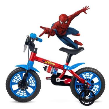 Imagem de Bicicleta Bike Homem Aranha Rodinha Meninos 3 a 5 Anos Azul/Vermelho -