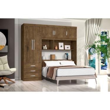 Imagem de Guarda-Roupa Roupeiro Casal 5 Portas Com Cabeceira Embutida Cancun Jequitiba - Rede Móveis