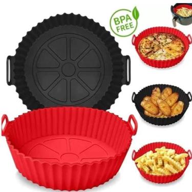 Imagem de Forma Cesto Bandeja Silicone Fritadeira Elétrica AirFryer Reutilizável
