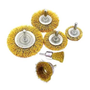 Imagem de Escova De Aço Circular Latonado Para Furadeira Com 6 Peças - IDEA-PRO