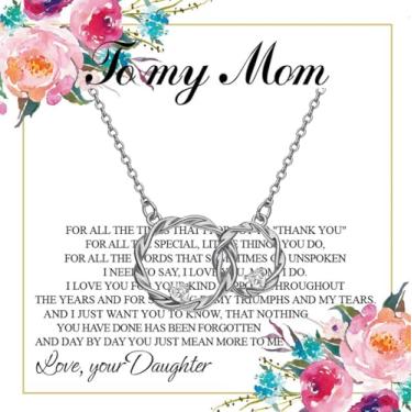 Imagem de AZFEIYA Colar de mãe e filha, presentes de sogra da nora, círculo, infinito, presentes de aniversário para mãe, sogra, sogra, Large, Latão, Zircônia cúbica