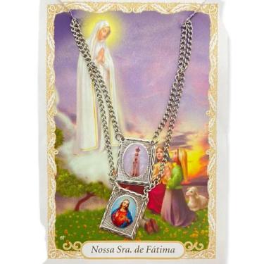 Imagem de Escapulário Nossa Senhora de Fátima Aço inóx foto 1,5 x 32 cm - Lua Mi