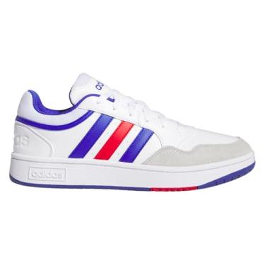 Imagem de adidas Hoops 3.0 Tênis masculino de basquete cano baixo, Branco/azul lúcido, melhor escarlate, 43