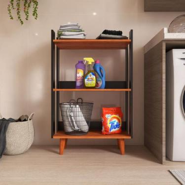 Imagem de Armário Para Lavanderia Organizador e Multiuso Com Pés de Madeira Maci