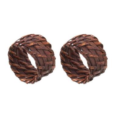 Imagem de Kit Com 2 Porta-Guardanapos Rattan Marrom Rústico Rafimex