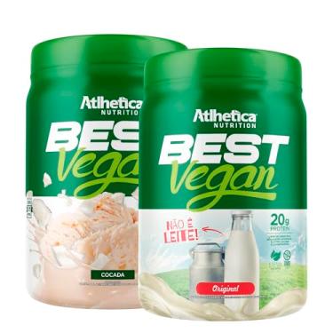 Imagem de Kit 2x Best Vegan 500g - Formula Blend Vegano - Proteina da Ervilha e Arroz Atlheticanutritioon (2x Potes 500g, Cocada/Original)
