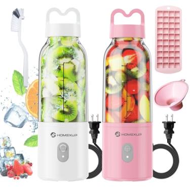 Imagem de HOMEXUP Liquidificador Pessoal Portátil De 2 Peças, 17 Oz/500 Ml, Espremedor, Liquidificador De Tamanho Pessoal De 175 W, Ideal Para Smoothies, Mistura De Gelo, Sucos E Processamento De Alimentos, C
