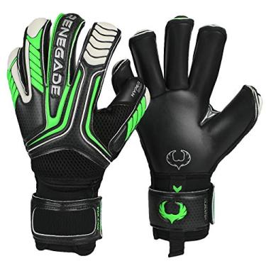 Imagem de Renegade GK Luvas De Goleiro Vulcan Abyss Com Proteção De Dedos Pro-Tek, Hyper Grip De 3,5+3 Mm E Duratek De 4 Mm, Pretas E Verdes (Tamanho 6, Juvenil, Infantil, Corte Enrolado, Nível 3)