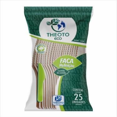 Imagem de Talher Descartável Faca Refeição Madeira Pacote com 25 Unidades - Theo
