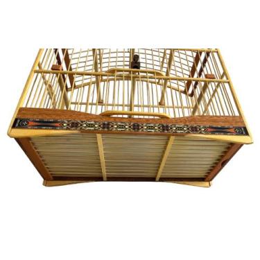 Imagem de Gaiola de coleiro em madeira e bambu papa capim p/passeio - Império