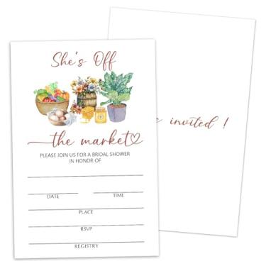 Imagem de Convites de chá de panela com envelopes, ela está fora do mercado, 25 convites de preenchimento para novos casais, decorações de festa de casamento e chá de panela -N19