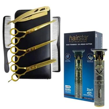 Imagem de Máquina De Acabamento Km-203 + Kit 3 Tesouras Barbeiro - Hairstar, Dou