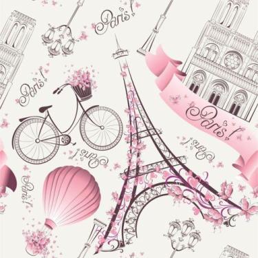Imagem de Papel de Parede Vinil Autocolante Teen Paris Pink 2,50m - Inove Papéis