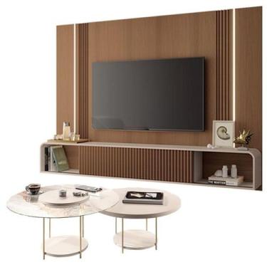 Imagem de Home Suspenso Empire Castanho Off White e Kit Mesa de Centro Sky Off W