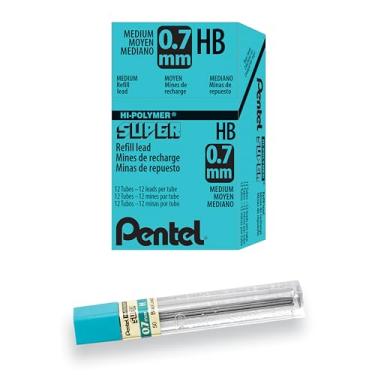 Imagem de Pentel Recarga de chumbo super de polímero de alta qualidade, 0,7 mm médio, H, 12 tubos de chumbo (50-H)