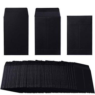 Imagem de Pacote com 100 envelopes Kraft para moedas pequenas autoadesivas, mini peças, pequenos itens, selos, pacotes de armazenamento, envelopes para presente de jardim, escritório ou casamento (preto, 2,25 × 3,12 cm)