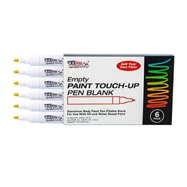 Imagem de U.S. Art Supply – Canetas marcadoras de retoque de tinta em branco vazias (conjunto de 6) – Preencha com sua própria pintura de acrílico, tinta à base de óleo e água, revestimento transparente de pintura automática – ponta fina, corpo de alumínio, bola de coqueteleira, Pack of 6, 1
