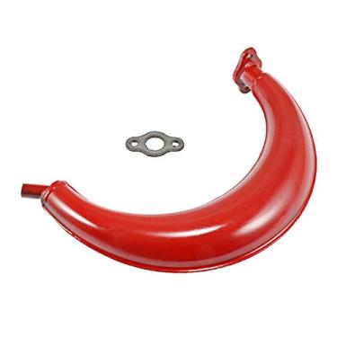 Imagem de HGC Silenciador silenciador de meia lua de 40 mm preto para 49cc 60cc 66cc 80cc motor 2 tempos bicicleta motorizada (vermelho)