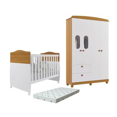 Imagem de Quarto Bebe Berço e Guarda Roupa Dorabelly Fofura + Colchão