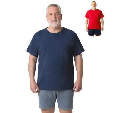 Imagem de Kit 2 Camisas Masculina Manga Curta Plus Size Malha Fria - Genérica, A