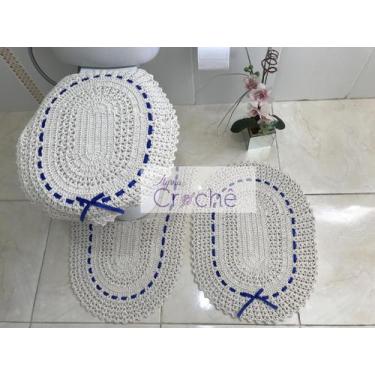 Imagem de Jogo de Banheiro Crochê com Fita - Myrna Crochê, Azul Royal