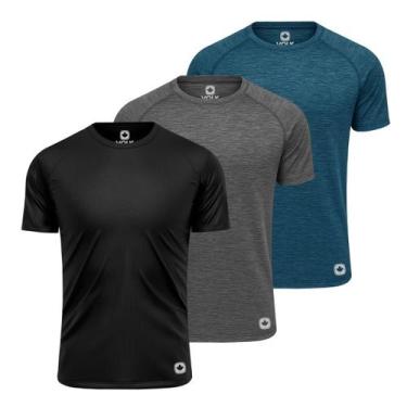 Imagem de Kit 3 Camisa Térmica Segunda Pele Dryfit Masculina Proteção Solar UV50