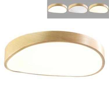 Imagem de Luminaria Plafon Sobrepor Madeira Moderno Led 3 Tons Teto Decoraçao Il