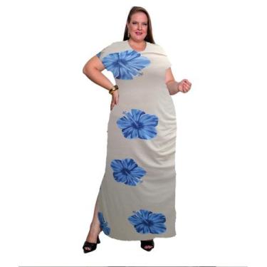 Imagem de Vestido Plus Size Curve Longo Fendas Moda Verão Manga Curta 2710 - Sho