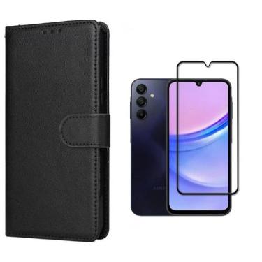 Imagem de Capa Capinha Case Carteira Flip + Pelicula vidro 3D Samsung Galaxy A05