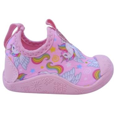Imagem de Sapatinho Bebê Recém Nascido Menina Unicórnio Calce Fácil Linha Premium (Sapatinho Bebê Rosa Unicórnio Tênis Batizado, BR, Bebê, Numérico, 16)
