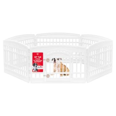 Imagem de IRIS EUA 61 cm cercadinho para cães com porta de 61 cm, 154 x 61 x 61 cm, caneta para brincar para cães dentro de casa, cerca para animais de estimação, filhotes/cães pequenos, branca