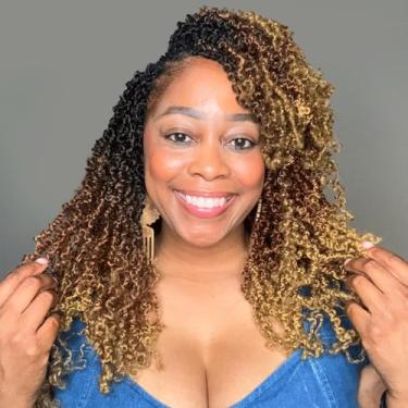 Imagem de GIX Yanky Twist Crochê Cabelo - 14" Pacotes Com 8 (240 Fios) 3 Tons Ombre Castanho Pré-Torcido Fofo Primavera Mini Bob Curto Passion Twist, Tranças Trançadas (14", Ot30/27-8P)