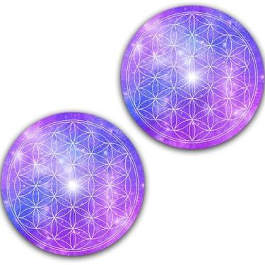 Imagem de DJ One Pair Flower Of Life #2 Scratch Pads 1200 vinil Memorabilia 30,5 cm tapete deslizante para toca-discos Tapete de bandeja de DJ x2