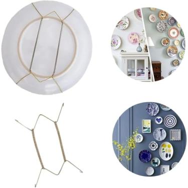 Imagem de Suporte Gancho Mola Dourada Prato Decorativo Parede Pendura (Sobremesa)