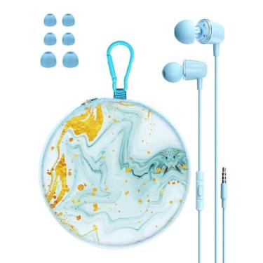 Imagem de GOGOSINIS Fones de ouvido infantis para escola com capa, fones de ouvido com fio com pontas pequenas, fones de ouvido intra-auriculares com microfone, estojo de transporte e mosquetão, fones de ouvido