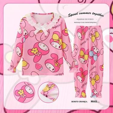 Imagem de Conjunto De Pijamas Azul Sanrio Kuromi Stitch Hello Kitty Para Meninas