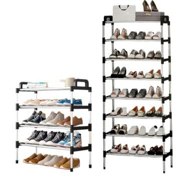 Imagem de Sapateira vertical de aço inoxidável com 8 prateleiras Sapateira moderna Tênis de corrida Sapatos de salto alto Tênis de corrida Chinelos