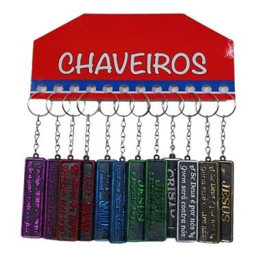 Imagem de Chaveiro Plaquinha Palavra Bíblica Frente E Verso Kit 24 Uni - RT Arti