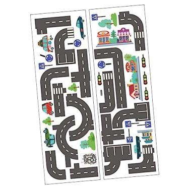 Imagem de 2 folhas adesivos de pista de carro papel de parede infantil descascar e colar adesivos de parede removíveis papel de parede para quarto de crianças jardim de infância decalques de parede para sala de