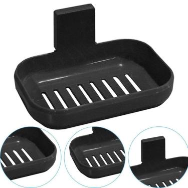 Imagem de Saboneteira Suporte Fixação Adesivo Parede Preto Arqplast