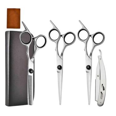 Imagem de Kit Profissional de Tesouras para Cabelo, 4 Peças, 17,5-21cm, com Estojo e Pano de Limpeza