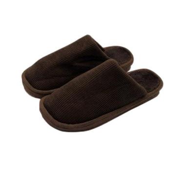 Imagem de Pantufa Masculina Lisa, Marrom, Tamanho 42/43, 28cm x 10cm, Poliéster e TPR