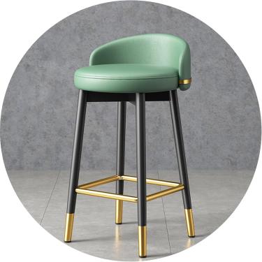 Imagem de Banqueta Redonda Ajustável Cadeira De Bar De Metal Moderna Alta Para Balcão De Cozinha E Banquetas De Bar De Sala De Jantar Com Encosto, Assento De Couro Pu, Estrutura Preta, Ap, Green, 75 cm