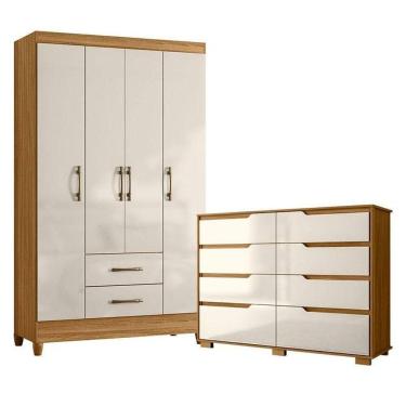 Imagem de Guarda Roupa Solteiro Paraty E Cômoda Georgia Freijó Off White - Moval