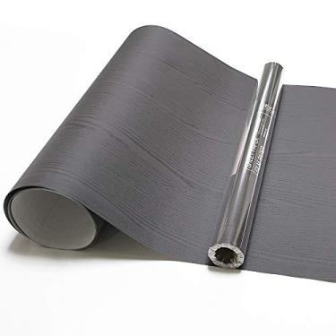 Imagem de Papel de parede de madeira para contato com papel de parede autoadesivo de madeira decorativo de 19,6" x 118" para móveis, grãos de madeira, papel de parede, descasque e cole papel de contato de filme PVC de vinil removível à prova d'água, 19 × 118 inches, Dark Gray